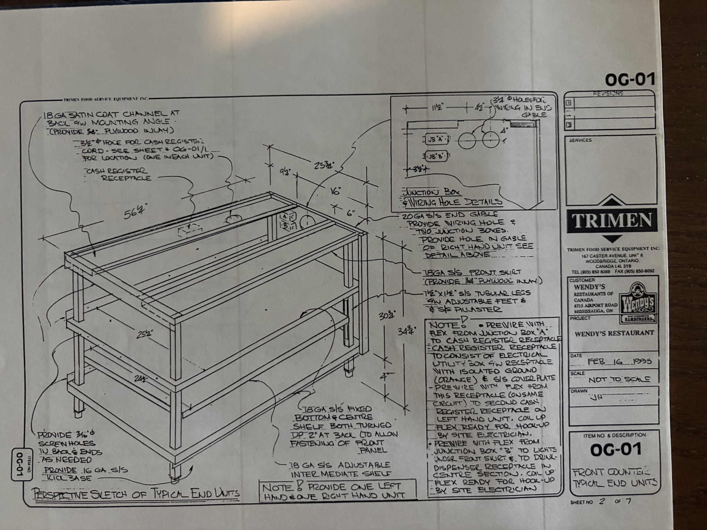 1995 Wendy's project drawing from The Cesario Group archive