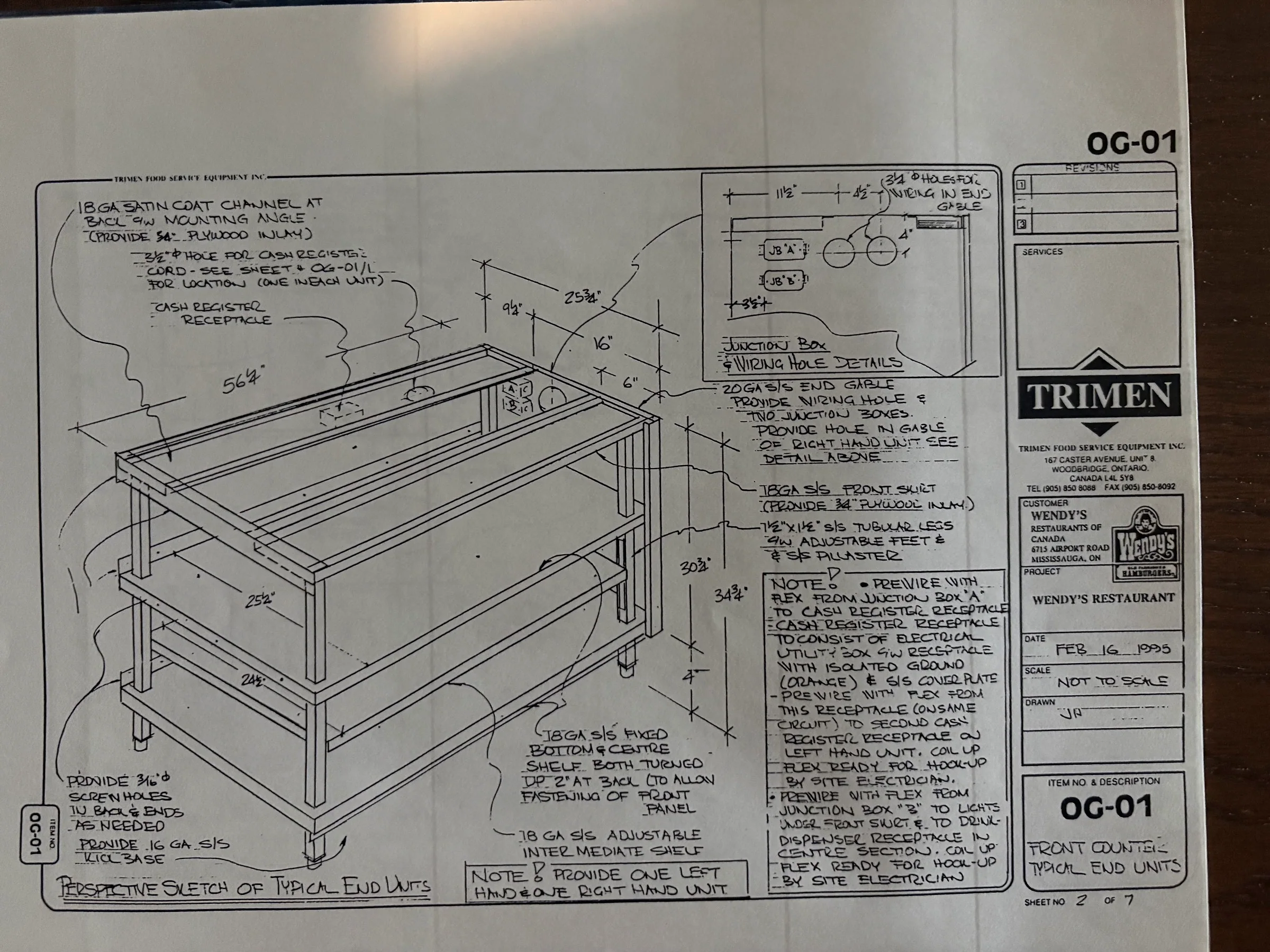 Original 1995 Trimen-era hand drawing for Wendy's of Canada