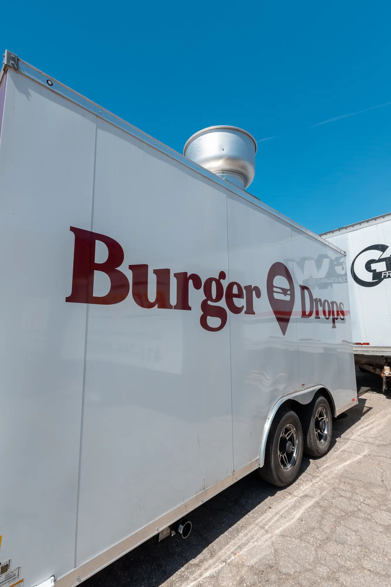 Burger Drops branded food trailer