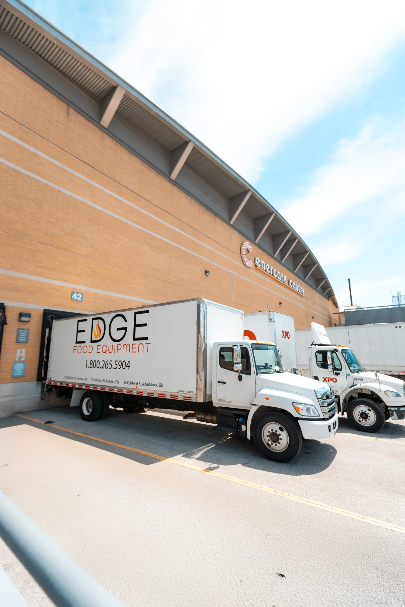 Edge Food Equipment delivery truck at the Enercare Centre loading dock