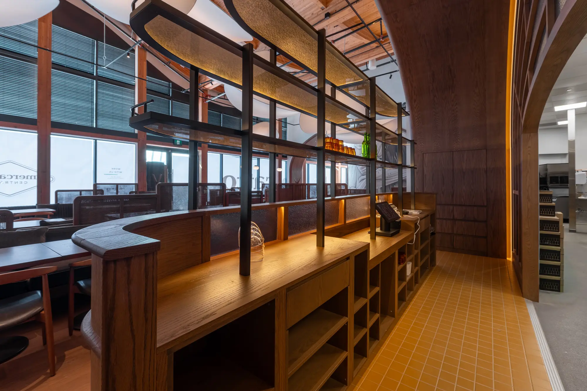 Servery millwork and pass at Mercatto Centrale