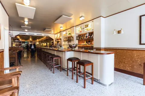 N.L. Ginzburg bar running the length of the room