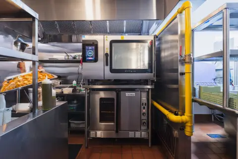 Combi oven on a stand in the N.L. Ginzburg kitchen