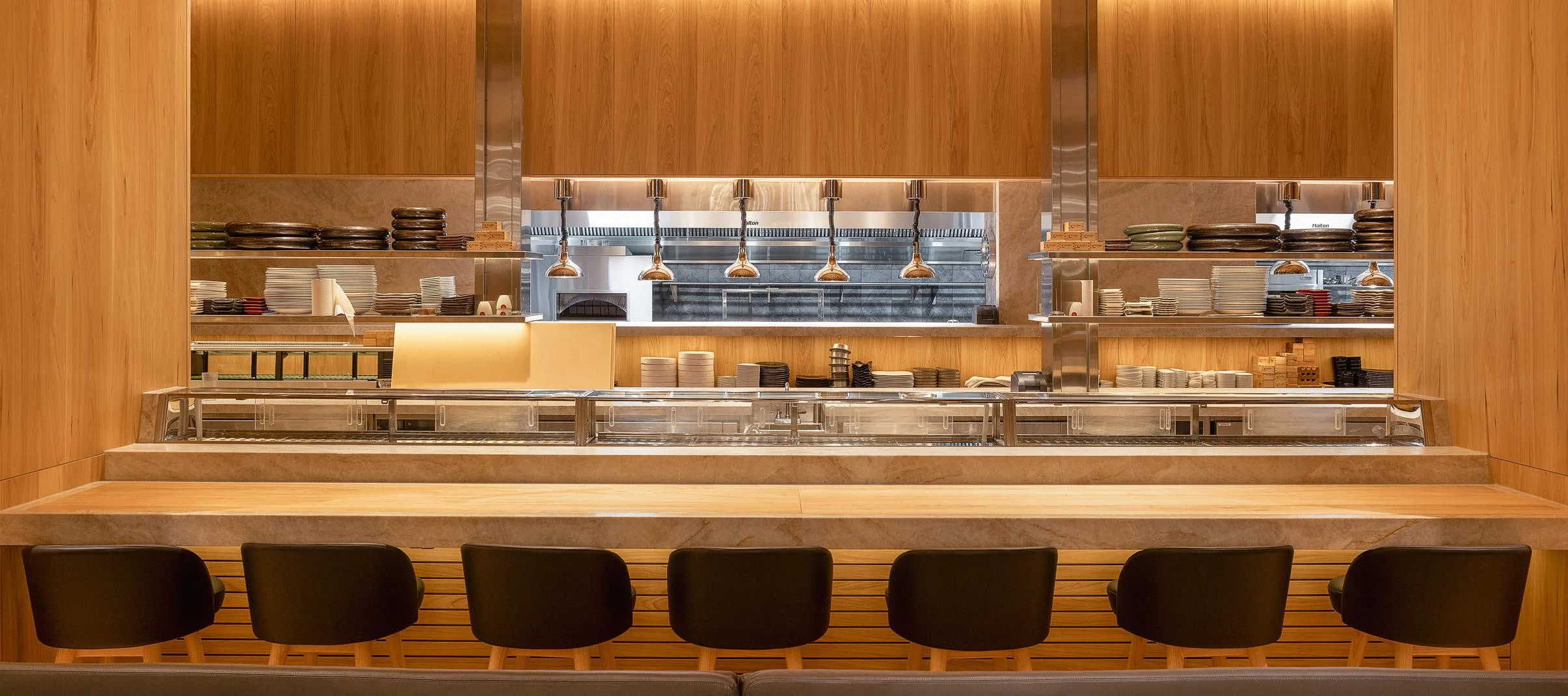 Nobu Toronto dining counter looking into the open kitchen