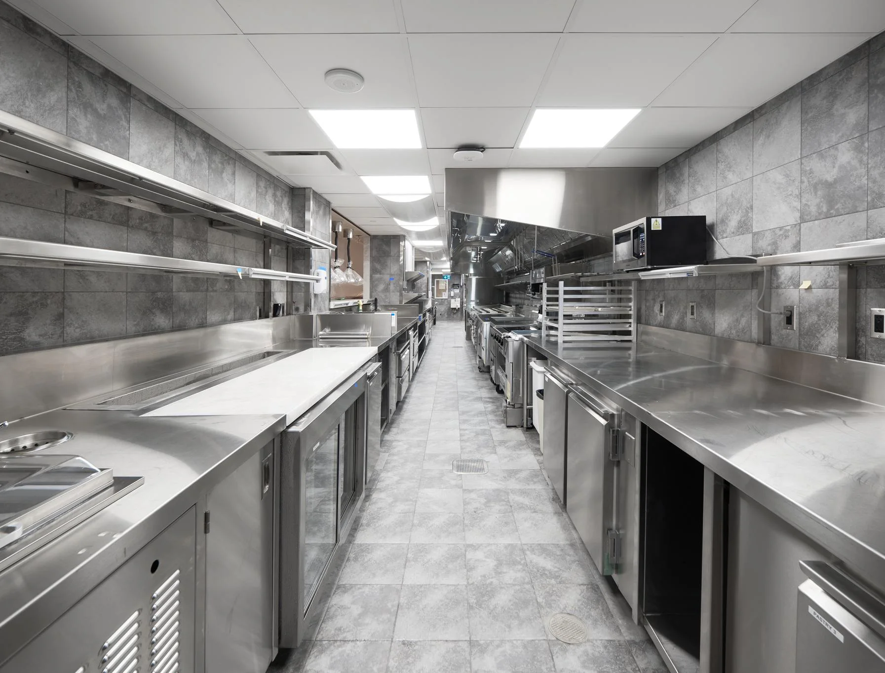 Nobu Toronto prep line with stainless counters and shelving