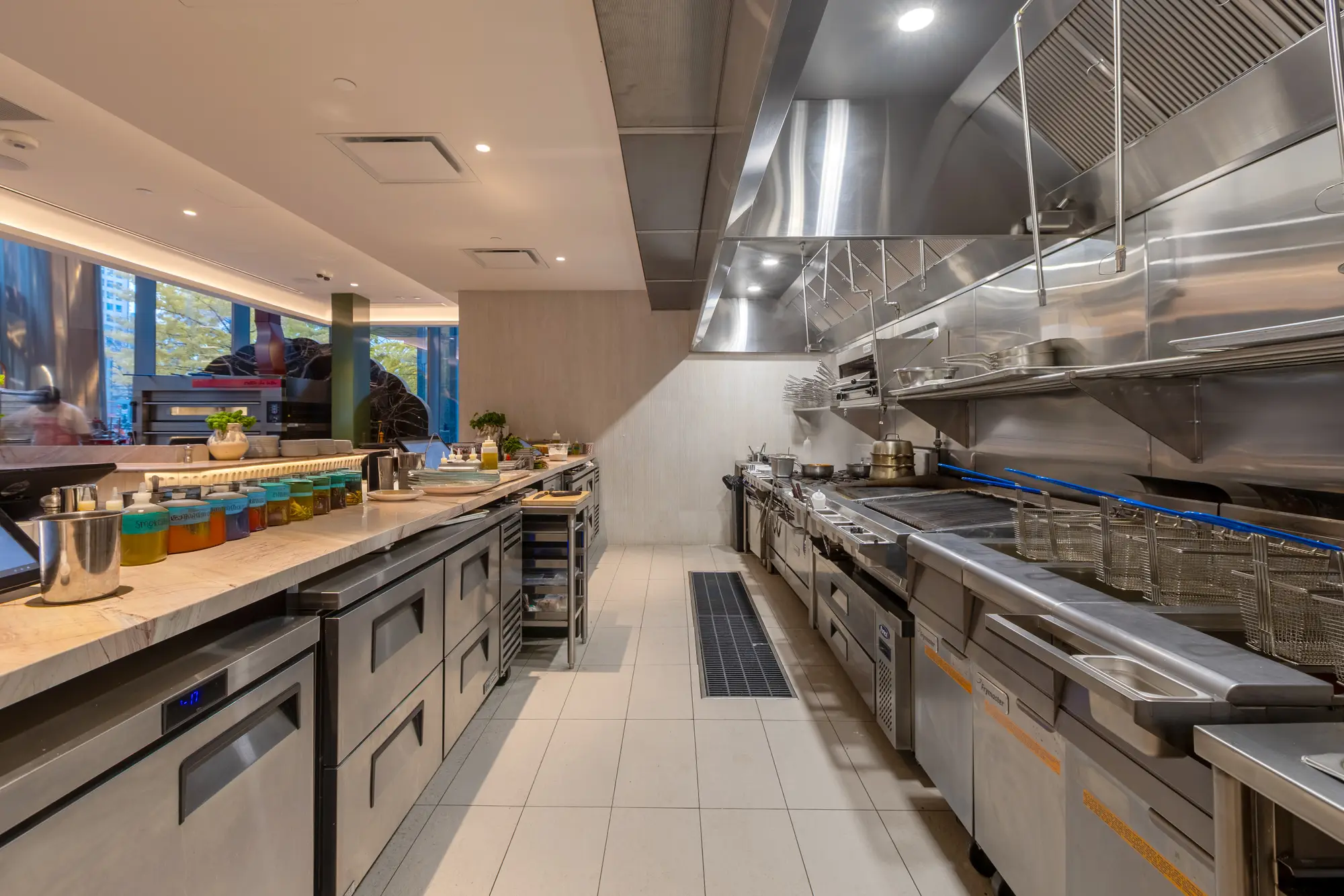 commercial cook line and equipment at Oretta Downtown