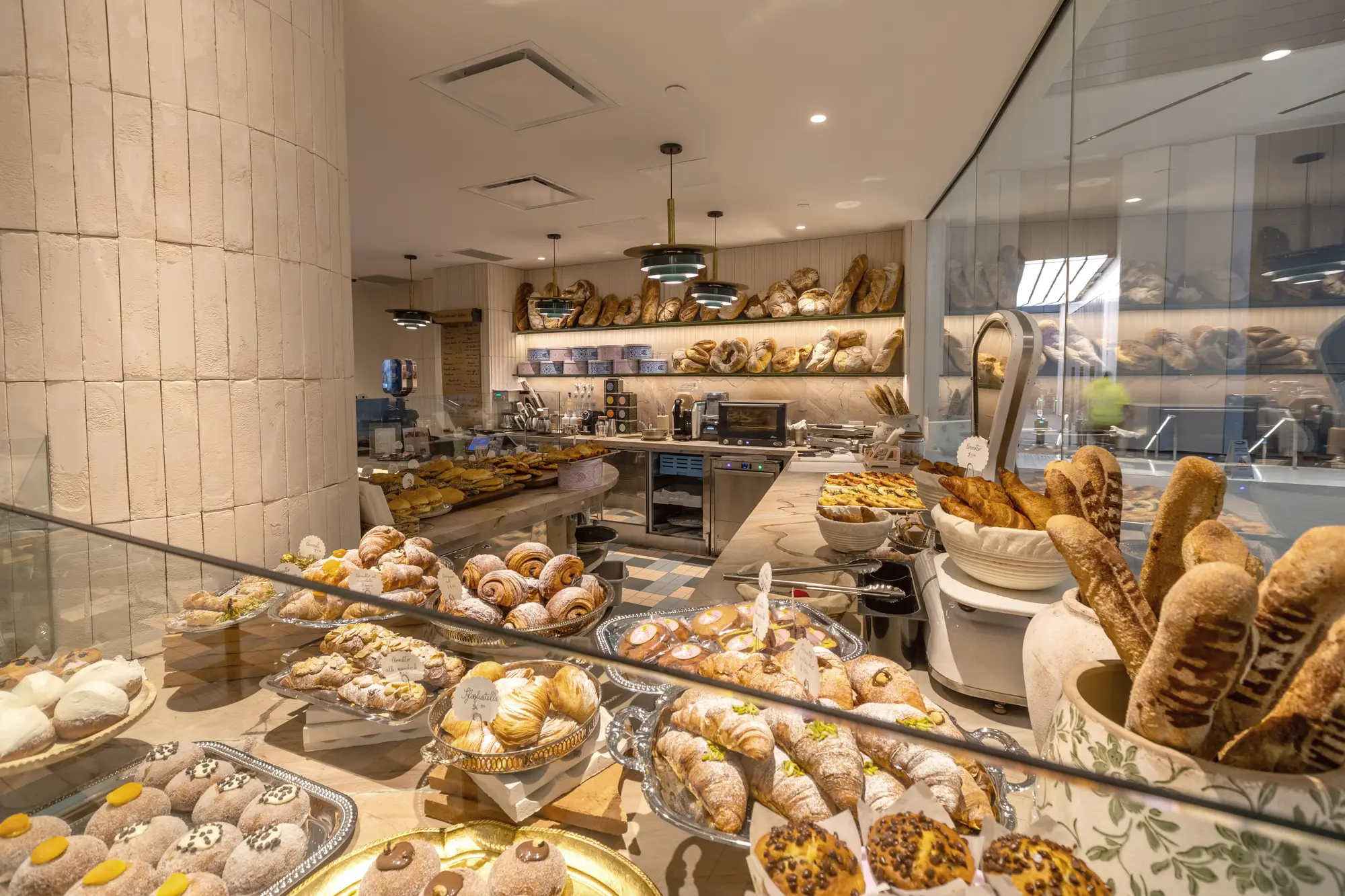 pastry and bread display case at Oretta Downtown