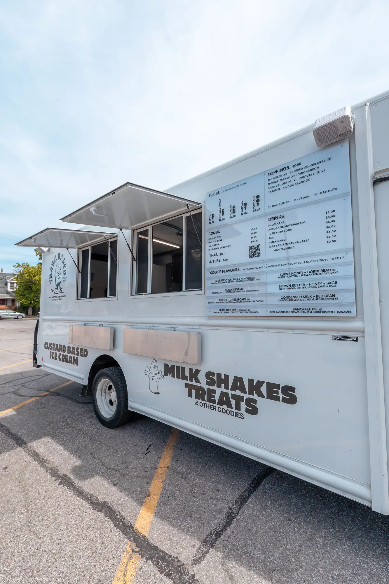 service window and menu board on the Ruru Baked truck