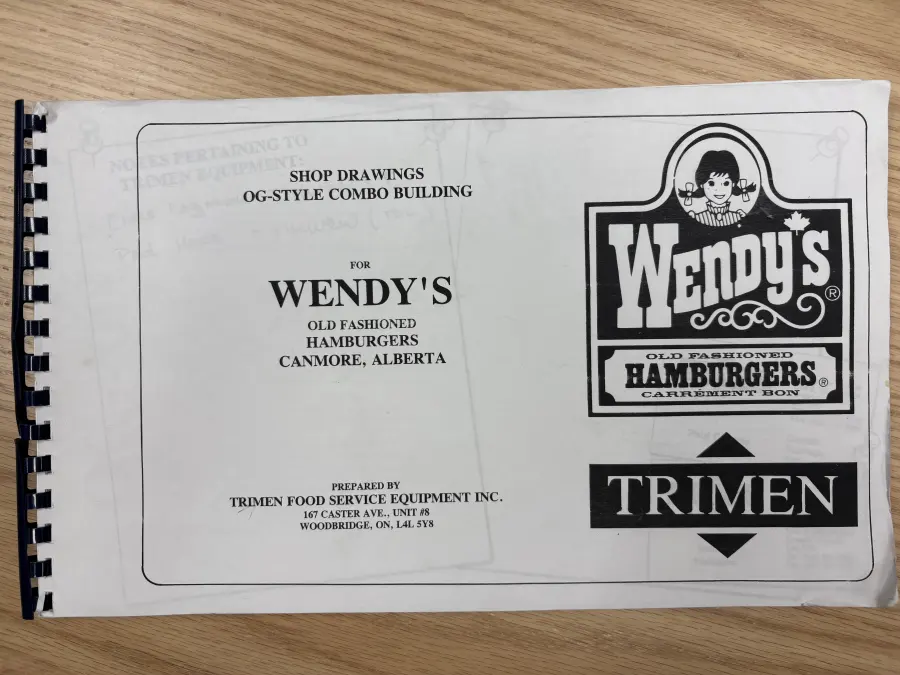 Original Wendy's shop drawings prepared by Trimen