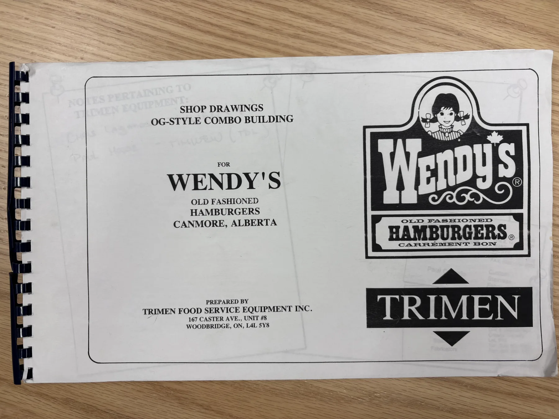 Original Wendy's shop drawings prepared by Trimen