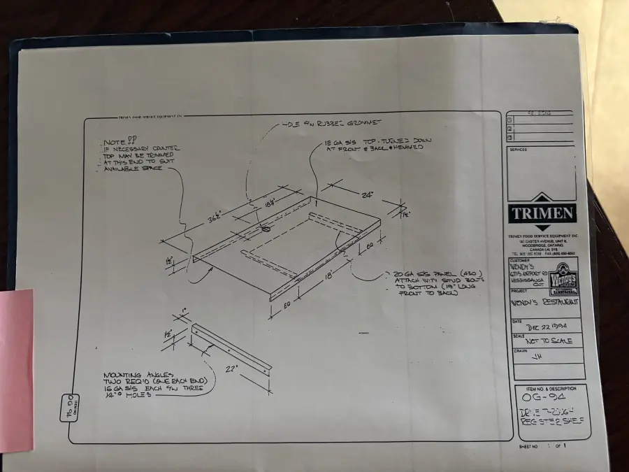 Wendy's utility counter detail drawing